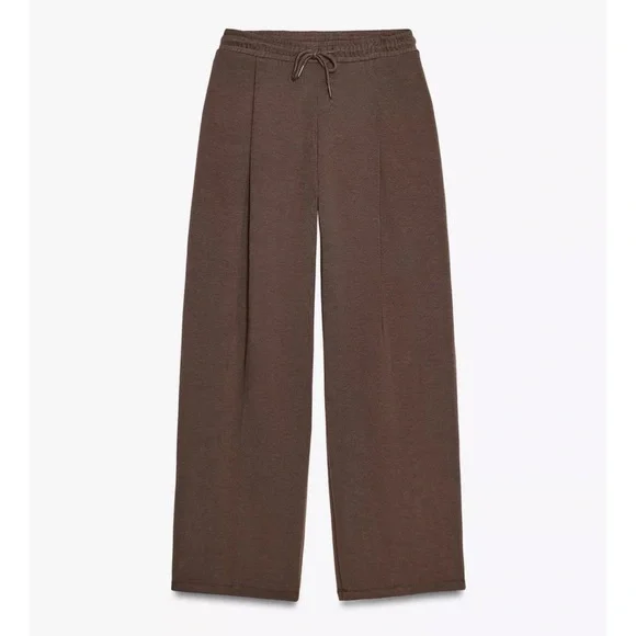 Zara Interlock Peplum Top & Pants Set Dark Brown Size Medium NWT - Picture 7 of 10